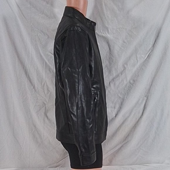 Men's Dockers Pebbled Faux-Leather Racer Jacket - Black - Small - NWOT - Picture 2 of 5